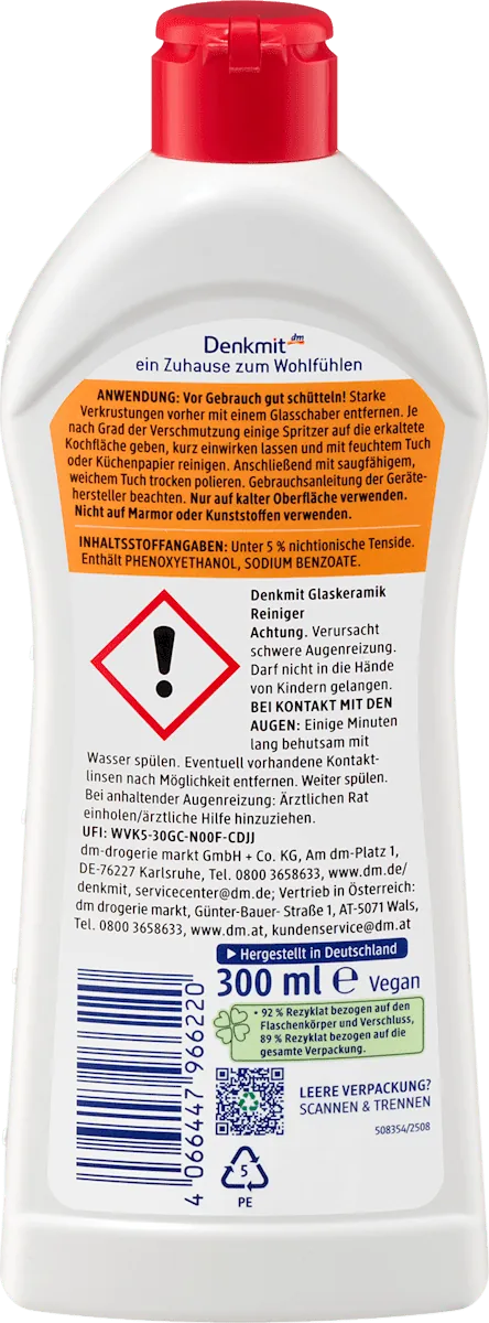 Sredstvo za čišćenje staklenih površina DENKMIT 3u1 za čišćenje staklokeramike 300ml