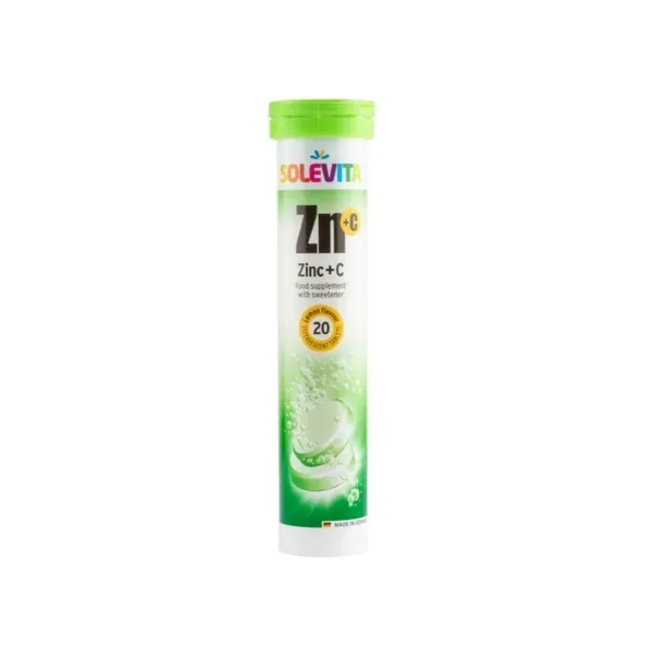 Šumeći vitamini i minerali SOLEVITA cink + vitamin c, 20 šumećih tableta