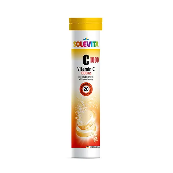 Šumeći vitamini i minerali SOLEVITA vitamin c 1000 mg šumeće tablete 20/1