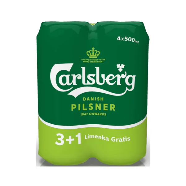 Svetlo pivo CARLSBERG limenka 0,5l 3+1 gratis