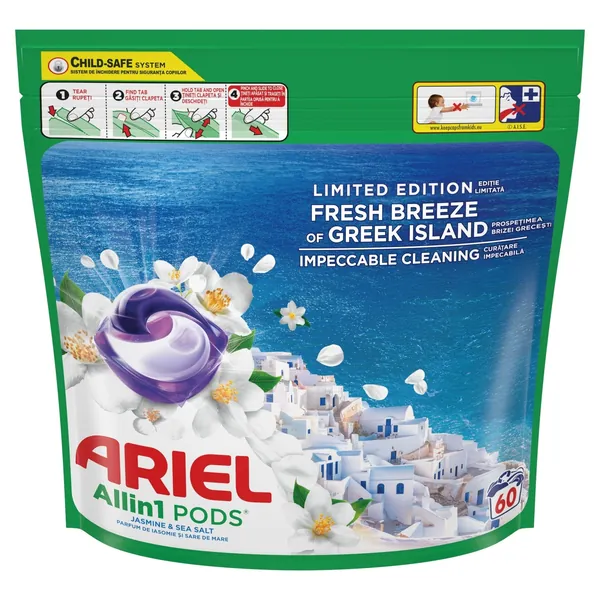 Tablete za pranje veša ARIEL Greek fresh breeze kapusle za veš 60kom
