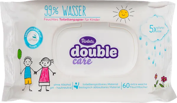 Toalet papir za decu VIOLETA vlažni double care 60kom