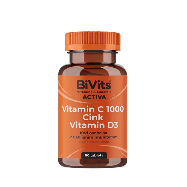Vitamini i minerali ABELA BiVits Activa Vitamin C 1000 Cink Vitamin D3 1000, 60 tableta