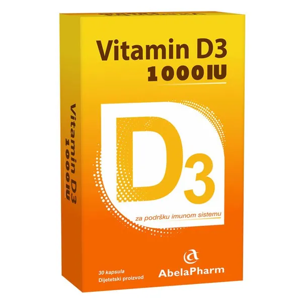 Vitamini i minerali ABELA Pharm Vitamin D3 1000 IJ, 30 kapsula