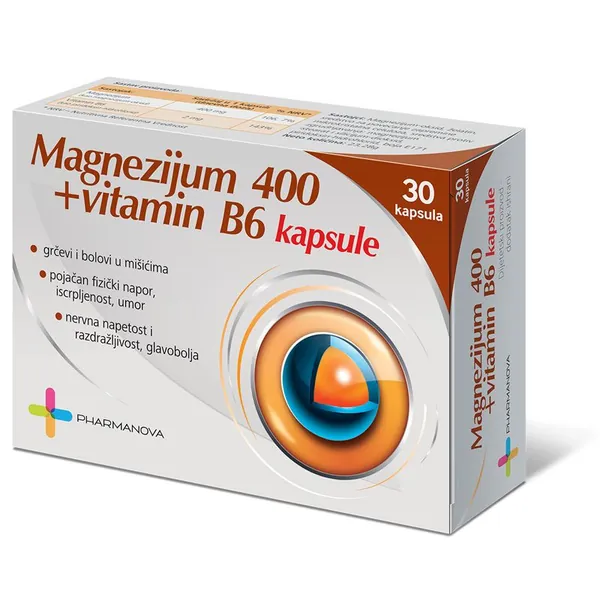 Vitamini i minerali PHARMANOVA CO-PHN Magnezijum 400+vitamin B6 kapusle