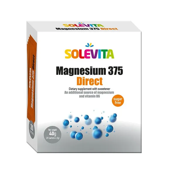 Vitamini i minerali SOLEVITA Magnesium 375 direct bez šećera, 20 kesica