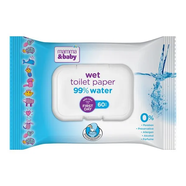 Vlažne maramice MAMMA&BABY vlažni toalet papir za bebe i decu 99% voda 60/1