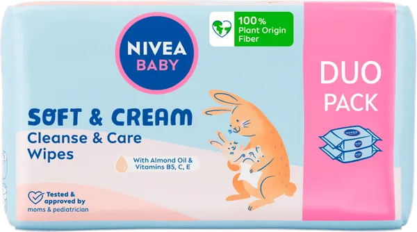 Vlažne maramice NIVEA Soft & cream 2x57kom