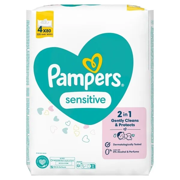 Vlažne maramice PAMPERS sensitive 4x80kom