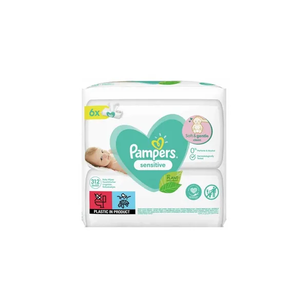 Vlažne maramice PAMPERS Sensitive 6x52k