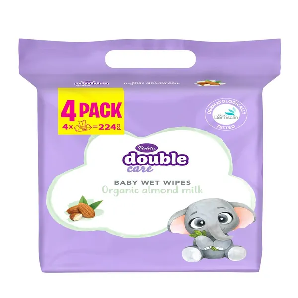 Vlažne maramice VIOLETA baby badem 4x56kom