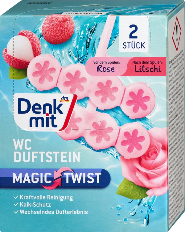 WC kamen DENKMIT magic twist ruža i liči 2x48g