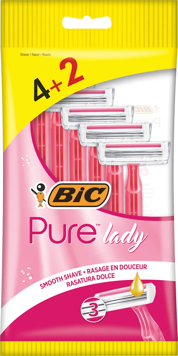 Ženski brijač BIC Pure 3 Lady Pink 4kom + gratis 2kom