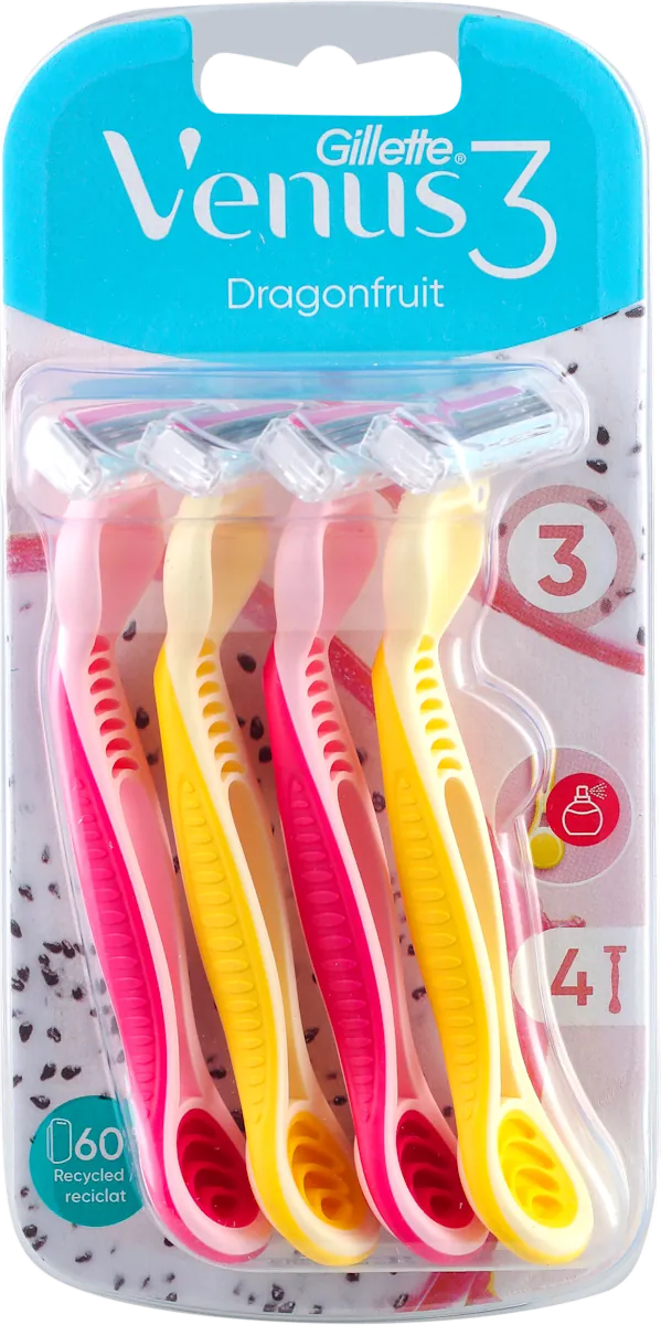 Ženski brijač GILLETTE VENUS 3 Dragonfruit 4 kom