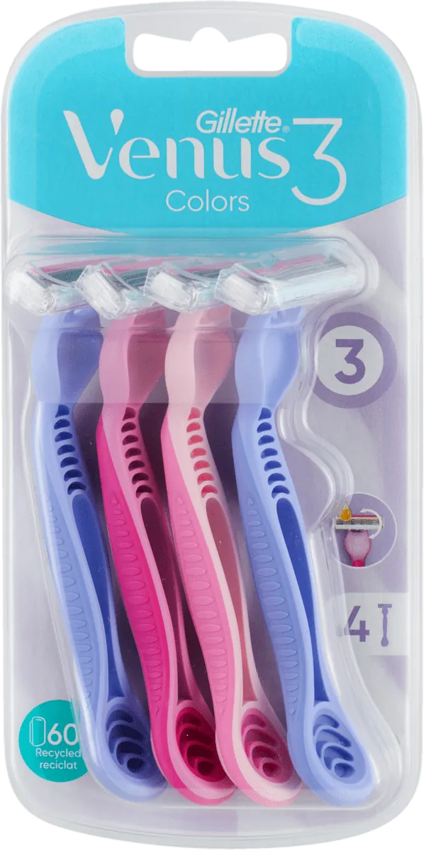 Ženski brijač GILLETTE VENUS Colors 3 4 kom