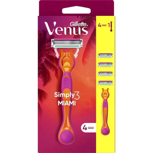 Ženski brijač GILLETTE VENUS Simply 3 Miami vibes 1kom + 4 patrone