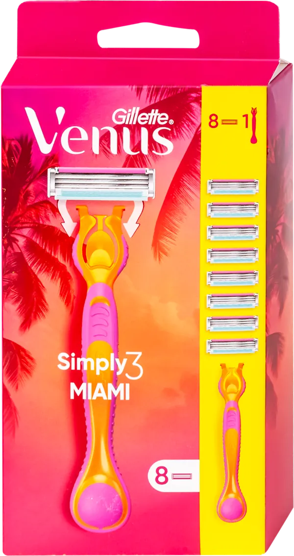 Ženski brijač GILLETTE VENUS Simply3 miami brijač sa 8 dopuna, 1 kom